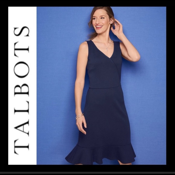 Talbots Flounce Hem Red Dress Large Petite - Picture 5 of 6